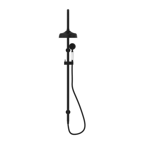 NERO YORK TWIN SHOWER MATTE BLACK WITH WHITE PORCELAIN HAND SHOWER