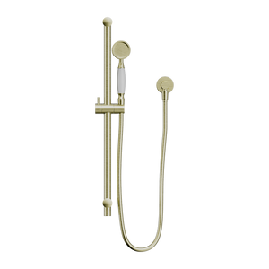 NERO YORK SHOWER RAIL WITH WHITE PORCELAIN HAND SHOWER 692MM AGED BRASS