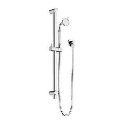 NERO YORK SHOWER RAIL WITH WHITE PORCELAIN HAND SHOWER 692MM CHROME
