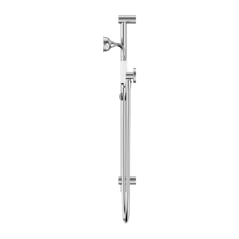 NERO YORK SHOWER RAIL WITH WHITE PORCELAIN HAND SHOWER 692MM CHROME