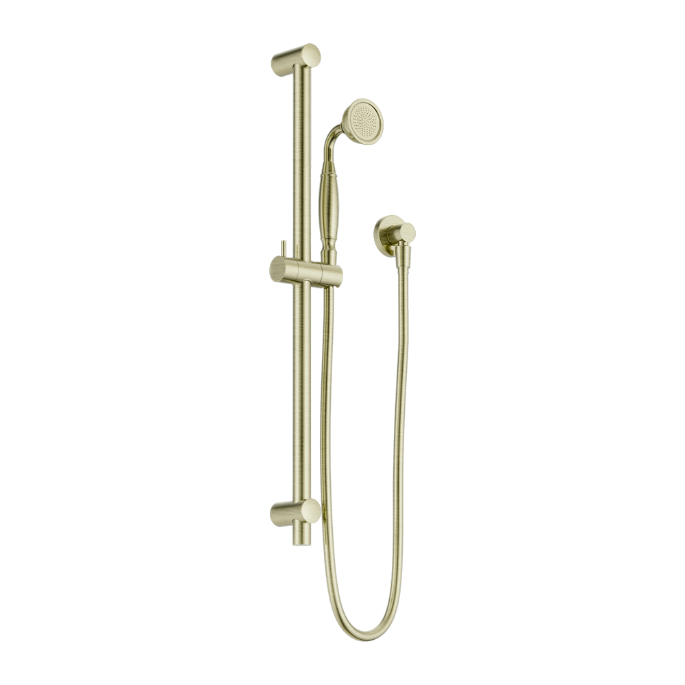 NERO YORK SHOWER RAIL WITH METAL HAND SHOWER 692MM AGED BRASS