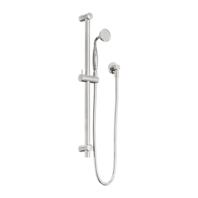 NERO YORK SHOWER RAIL WITH METAL HAND SHOWER 692MM BRUSHED NICKEL