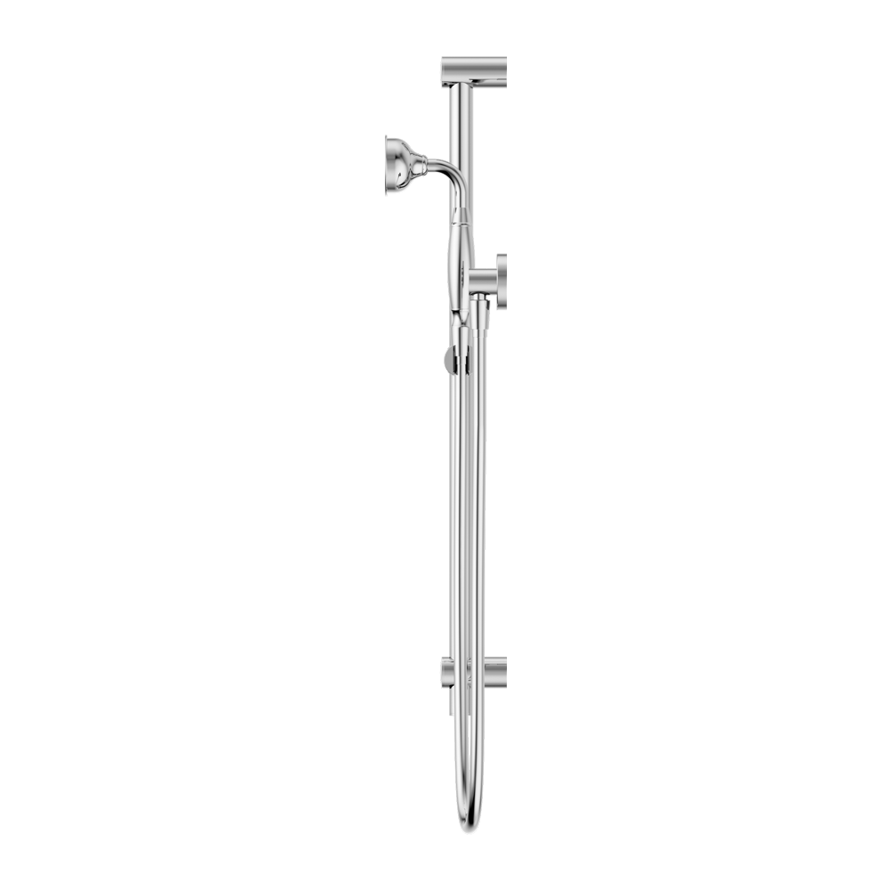 NERO YORK SHOWER RAIL WITH METAL HAND SHOWER 692MM CHROME