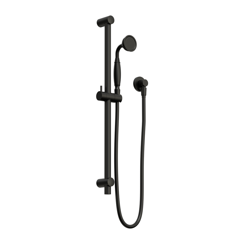 NERO YORK SHOWER RAIL WITH METAL HAND SHOWER 692MM MATTE BLACK