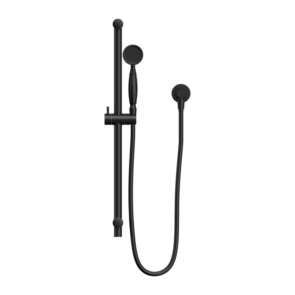 NERO YORK SHOWER RAIL WITH METAL HAND SHOWER 692MM MATTE BLACK