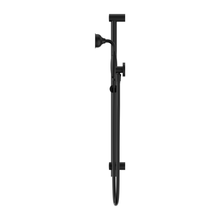 NERO YORK SHOWER RAIL WITH METAL HAND SHOWER 692MM MATTE BLACK