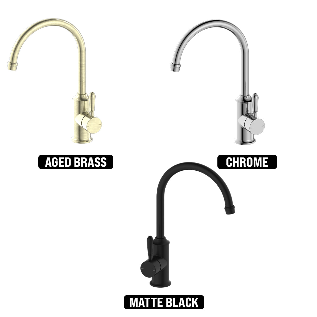 NERO YORK KITCHEN MIXER WITH METAL LEVER 347MM AGED BRASS