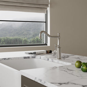 NERO YORK KITCHEN MIXER WITH METAL LEVER 265MM BRUSHED NICKEL