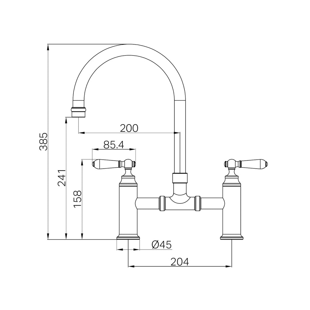NERO YORK BRIDGE KITCHEN SET 385MM BRUSHED NICKEL