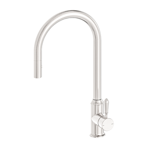 NERO YORK PULL OUT SINK MIXER WITH VEGIE SPRAY FUNCTION WITH METAL LEVER 457MM BRUSHED NICKEL