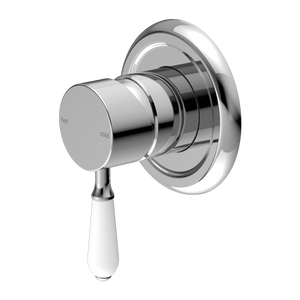 NERO YORK SHOWER MIXER WITH WHITE PORCELAIN LEVER 100MM CHROME