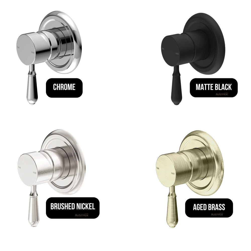 NERO YORK SHOWER MIXER WITH METAL LEVER 100MM AGED BRASS