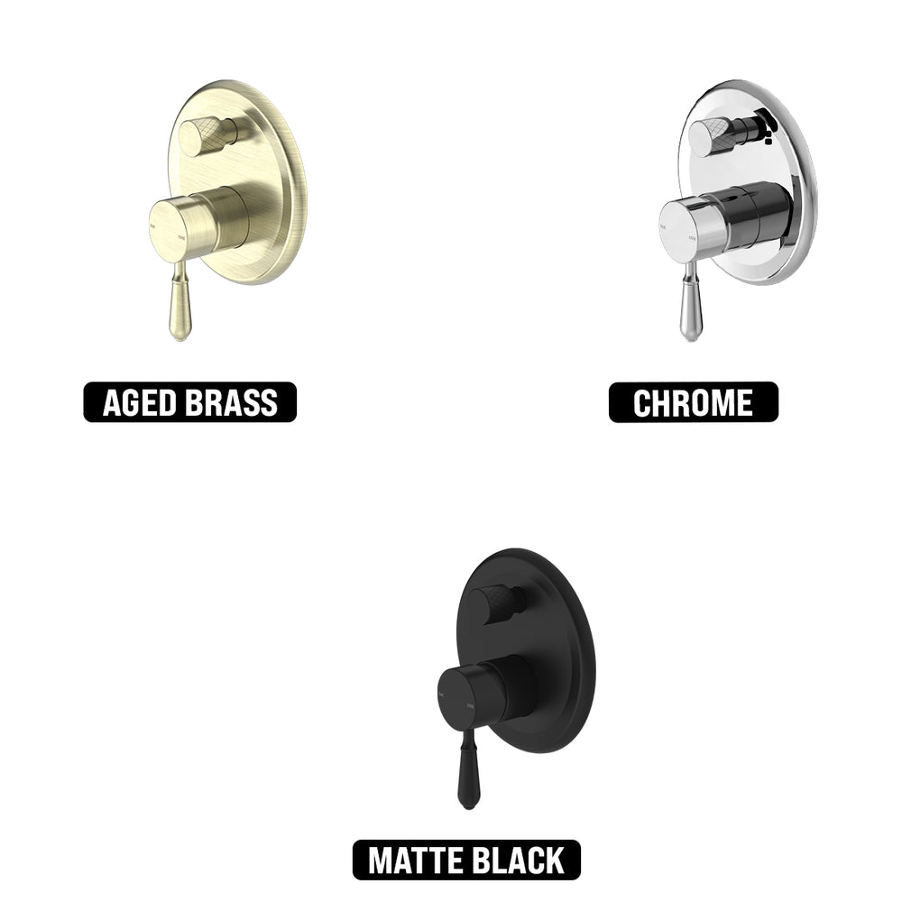 NERO YORK SHOWER MIXER DIVERTER WITH METAL LEVER 160MM AGED BRASS