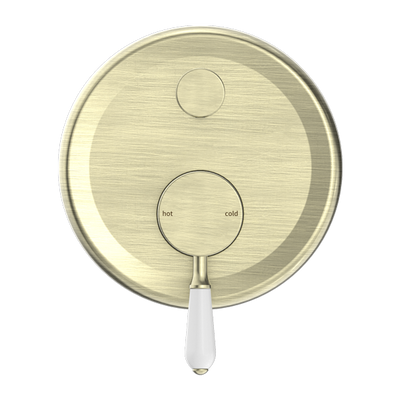 NERO YORK SHOWER MIXER DIVERTER WITH WHITE PORCELAIN LEVER 160MM AGED BRASS