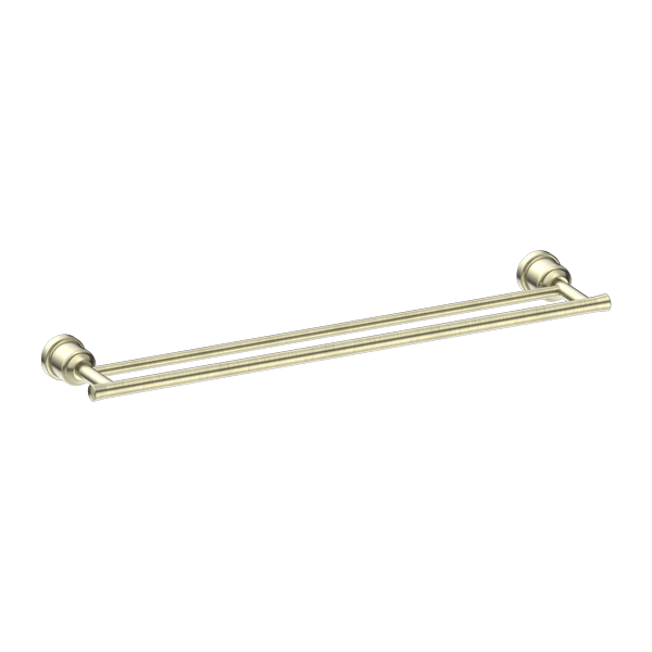 NERO YORK NON-HEATED DOUBLE TOWEL RAIL 600MM AGED BRASS