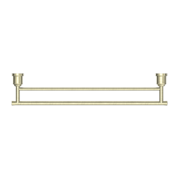 NERO YORK NON-HEATED DOUBLE TOWEL RAIL 600MM AGED BRASS