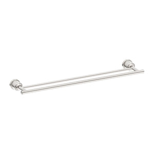 NERO YORK NON-HEATED DOUBLE TOWEL RAIL 600MM BRUSHED NICKEL