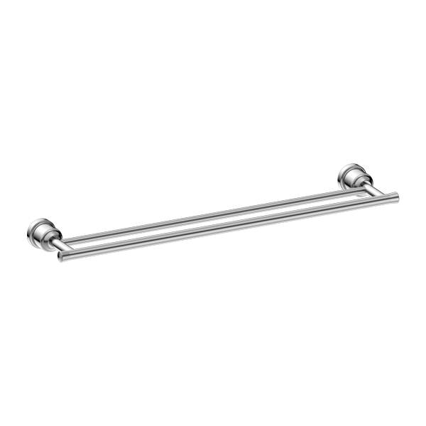 NERO YORK NON-HEATED DOUBLE TOWEL RAIL 600MM CHROME