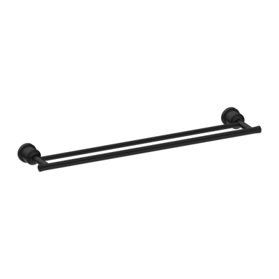 NERO YORK NON-HEATED DOUBLE TOWEL RAIL 600MM MATTE BLACK