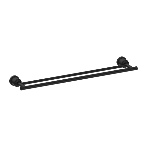 NERO YORK NON-HEATED DOUBLE TOWEL RAIL 600MM MATTE BLACK