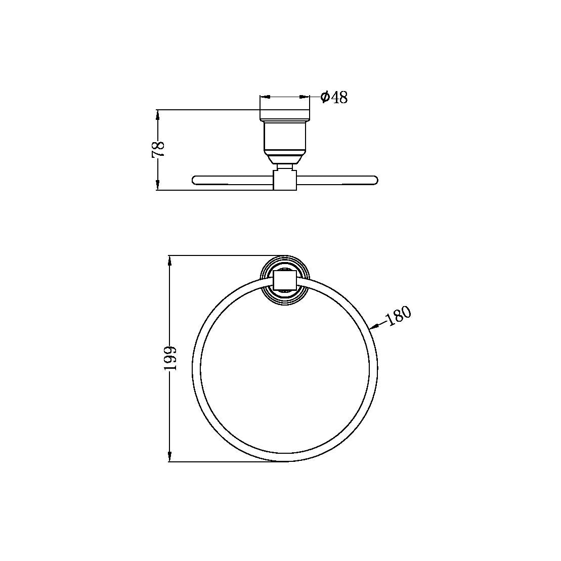 NERO YORK TOWEL RING 199MM AGED BRASS