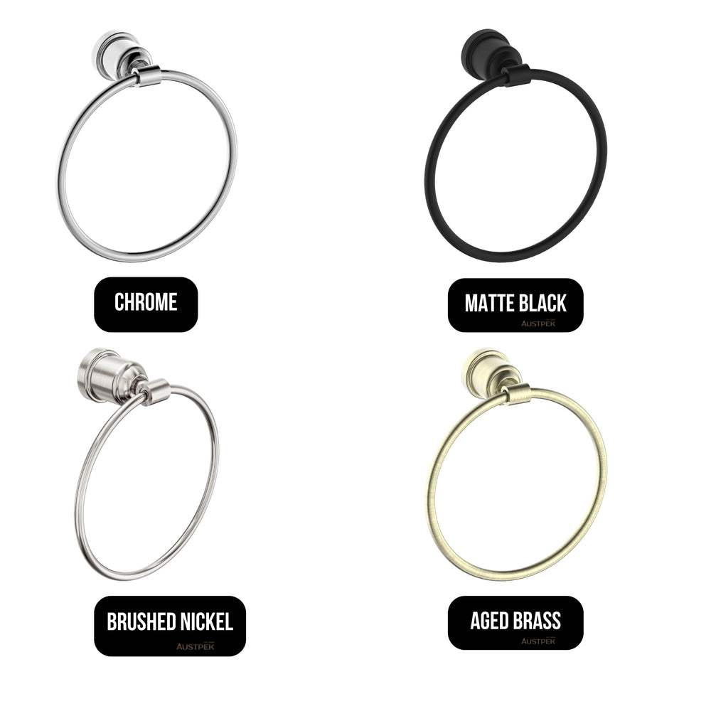 NERO YORK TOWEL RING 199MM AGED BRASS