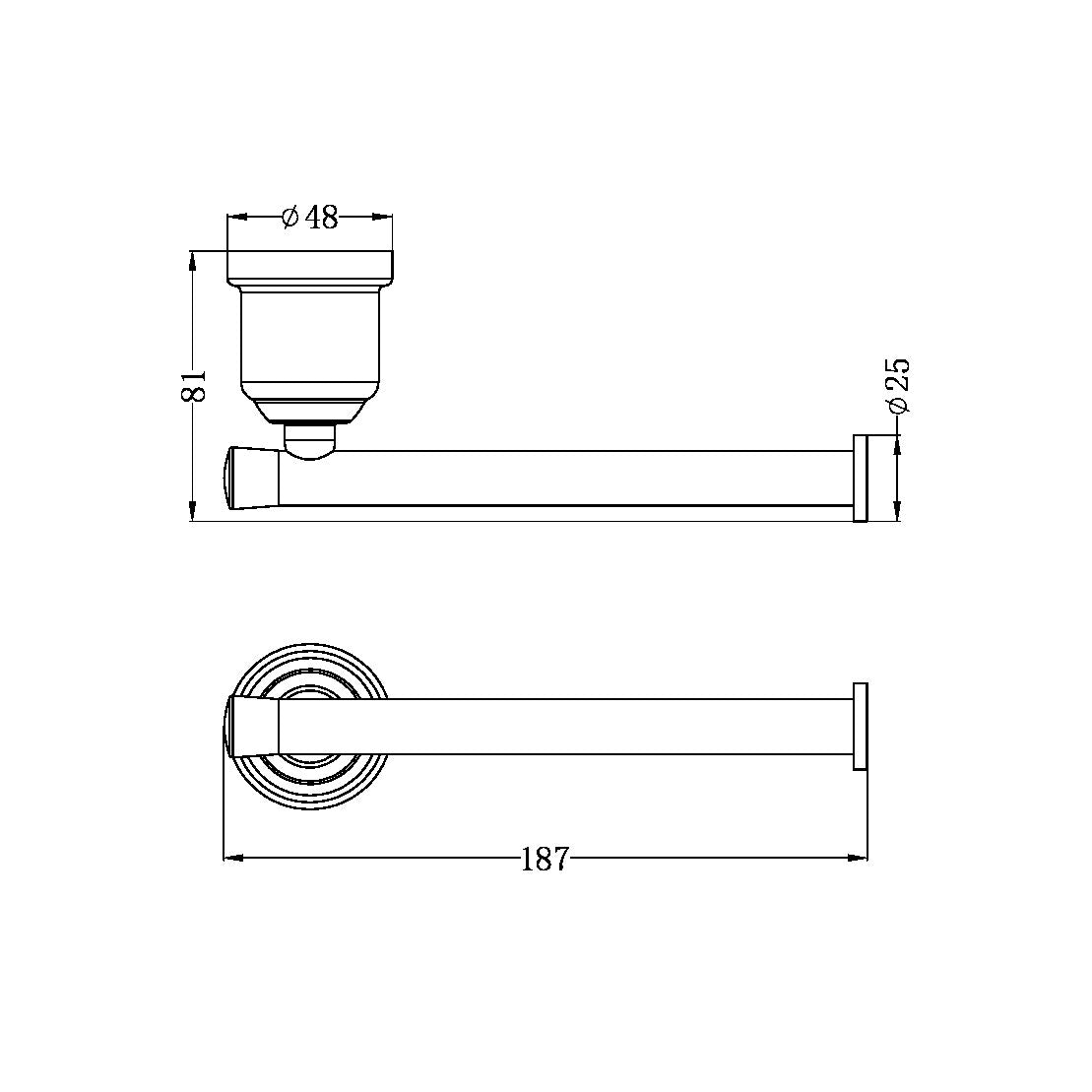 NERO YORK TOILET ROLL HOLDER 187MM AGED BRASS