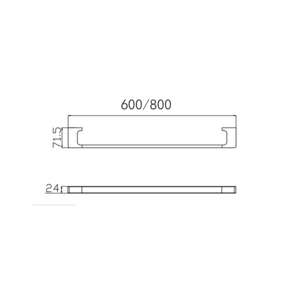 NERO PEARL NON-HEATED SINGLE TOWEL RAIL CHROME (AVAILABLE IN 600MM AND 800MM)