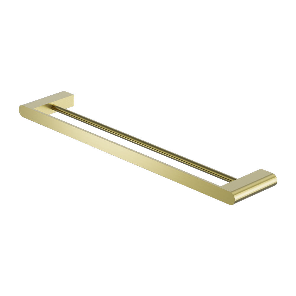 NERO BIANCA NON-HEATED DOUBLE TOWEL RAIL BRUSHED GOLD (AVAILABLE IN 600MM AND 800MM)