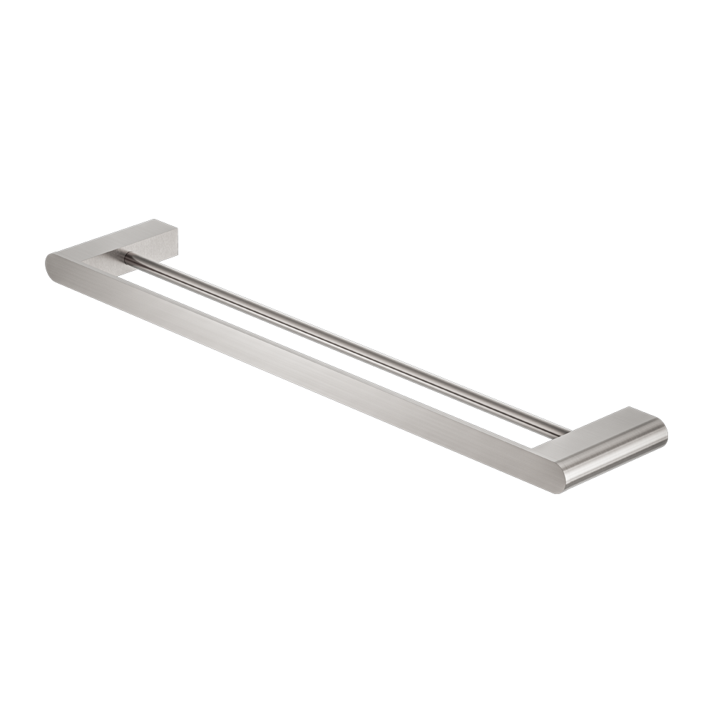 NERO BIANCA NON-HEATED DOUBLE TOWEL RAIL BRUSHED NICKEL (AVAILABLE IN 600MM AND 800MM)