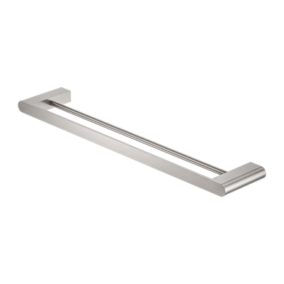 NERO BIANCA NON-HEATED DOUBLE TOWEL RAIL BRUSHED NICKEL (AVAILABLE IN 600MM AND 800MM)