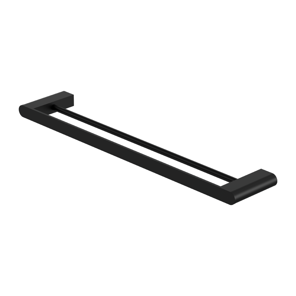 NERO BIANCA NON-HEATED DOUBLE TOWEL RAIL MATTE BLACK (AVAILABLE IN 600MM AND 800MM)