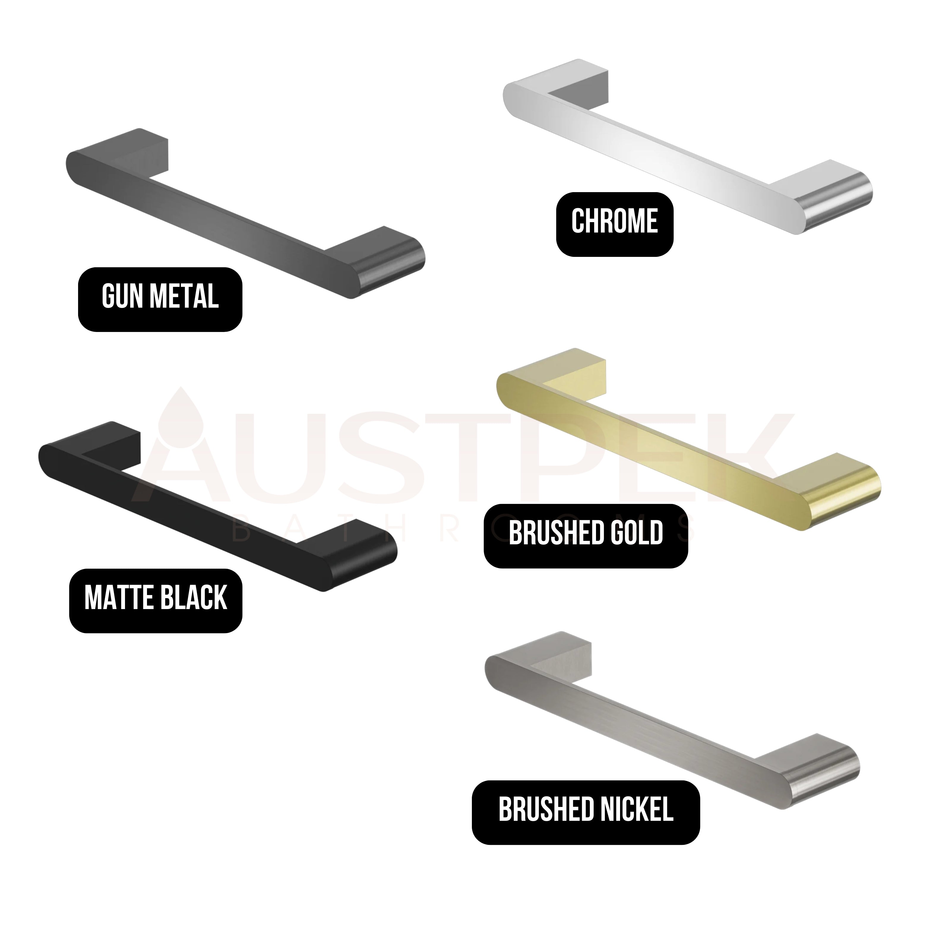 NERO BIANCA HAND TOWEL RAIL 300MM BRUSHED NICKEL