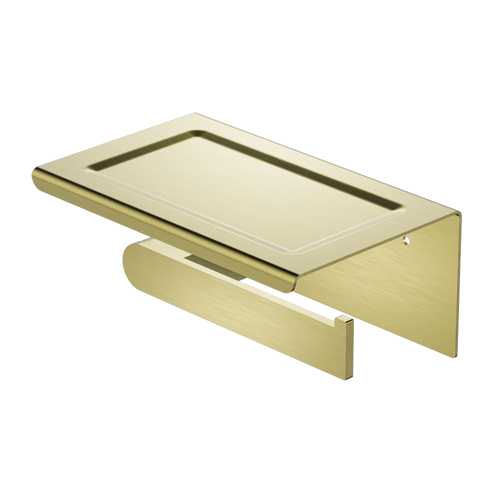 NERO BIANCA TOILET ROLL HOLDER WITH PHONE HOLDER 185MM BRUSHED GOLD