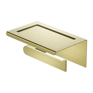 NERO BIANCA TOILET ROLL HOLDER WITH PHONE HOLDER 185MM BRUSHED GOLD