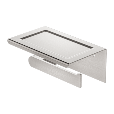 NERO BIANCA TOILET ROLL HOLDER WITH PHONE HOLDER 185MM BRUSHED NICKEL