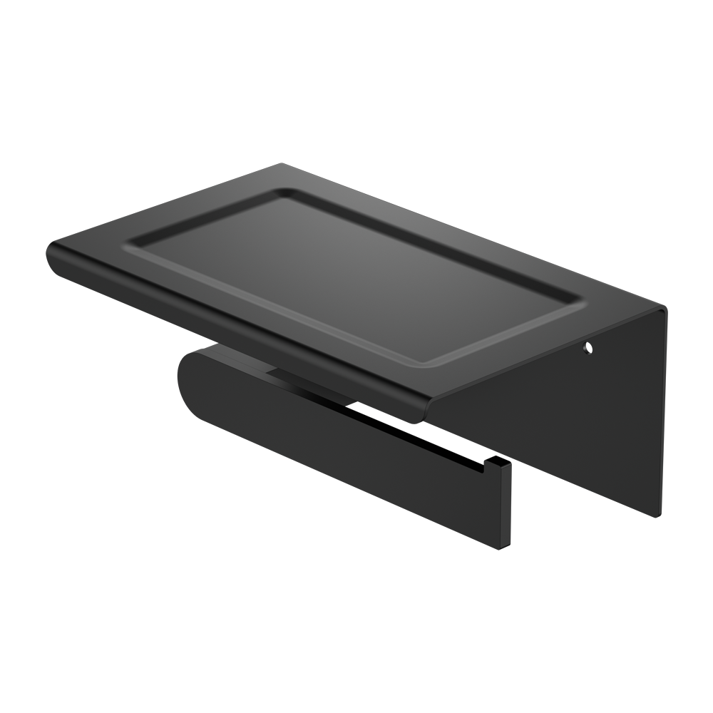 NERO BIANCA TOILET ROLL HOLDER WITH PHONE HOLDER 185MM MATTE BLACK