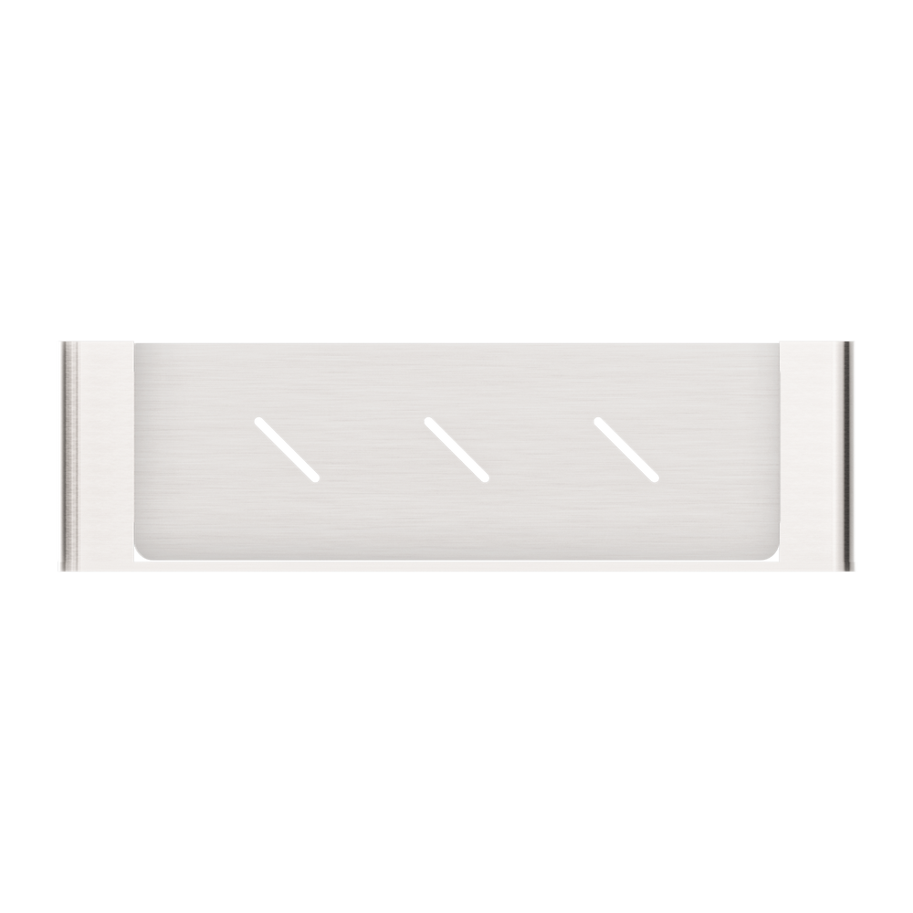NERO BIANCA METAL SHOWER SHELF 423MM BRUSHED NICKEL