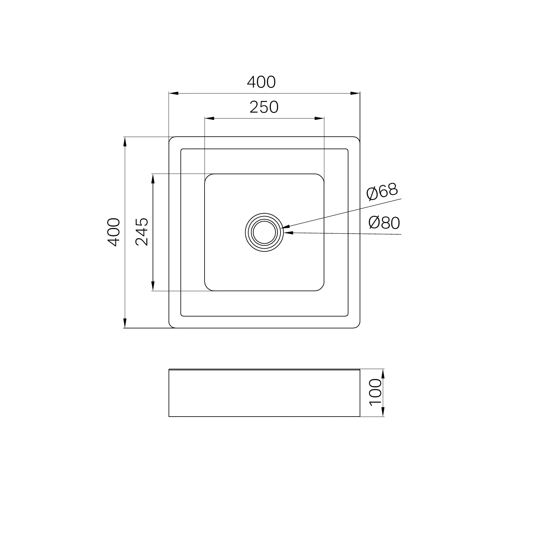 NERO OPAL SQUARE STAINLESS STEEL BASIN BRUSHED BRONZE 400MM