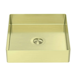 NERO OPAL SQUARE STAINLESS STEEL BASIN BRUSHED GOLD 400MM