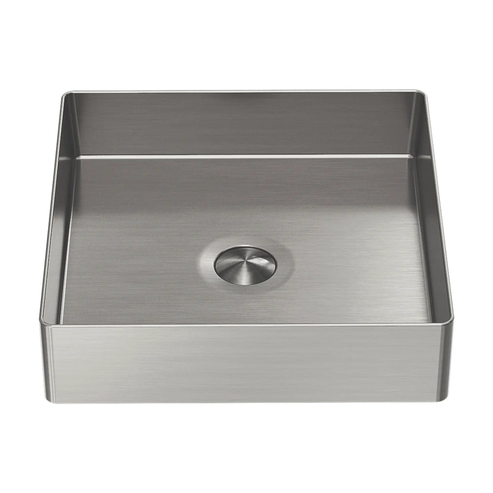 NERO OPAL SQUARE STAINLESS STEEL BASIN BRUSHED NICKEL 400MM