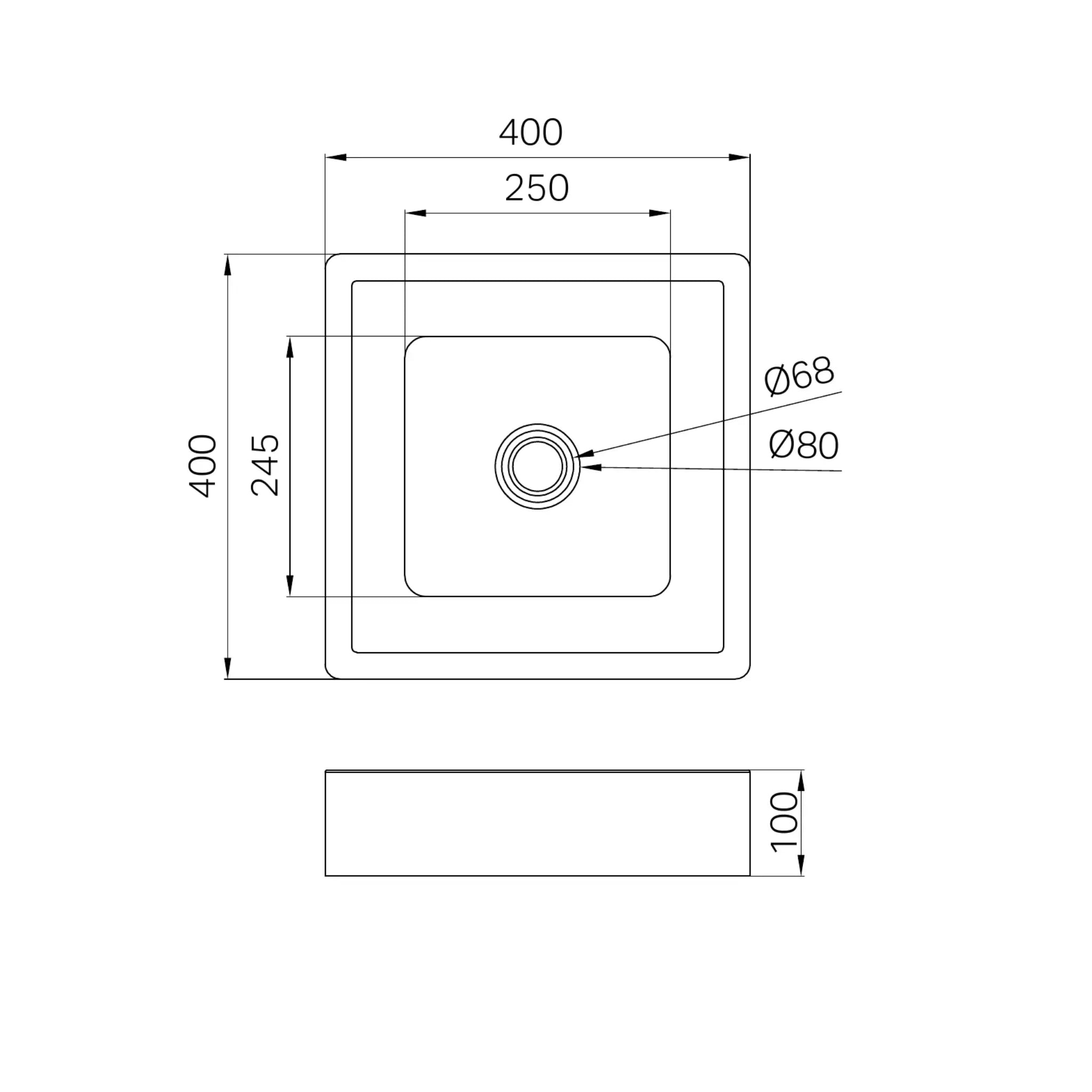 NERO OPAL SQUARE STAINLESS STEEL BASIN BRUSHED NICKEL 400MM