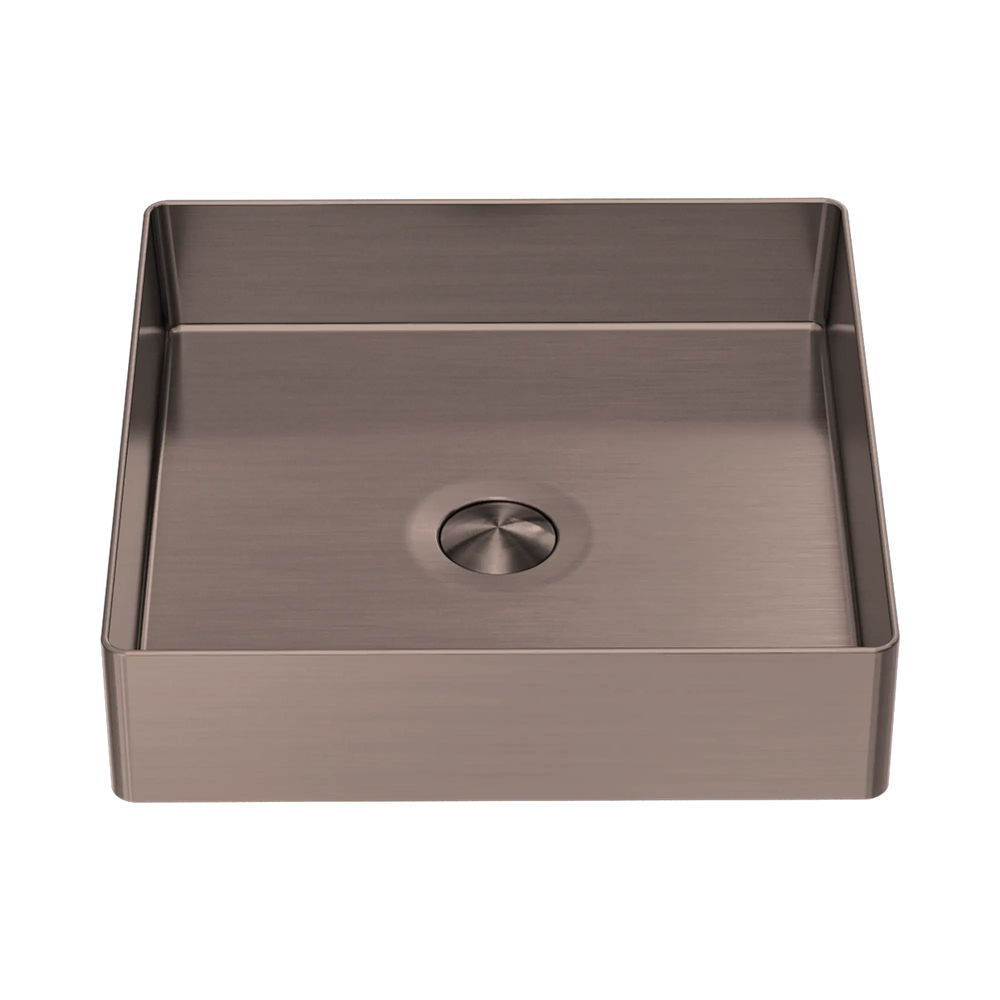 NERO OPAL SQUARE STAINLESS STEEL BASIN BRUSHED BRONZE 400MM