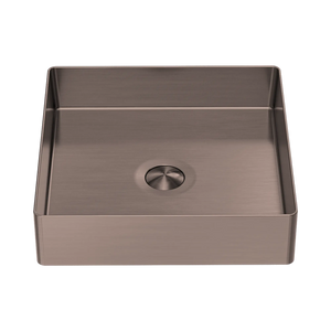 NERO OPAL SQUARE STAINLESS STEEL BASIN BRUSHED BRONZE 400MM