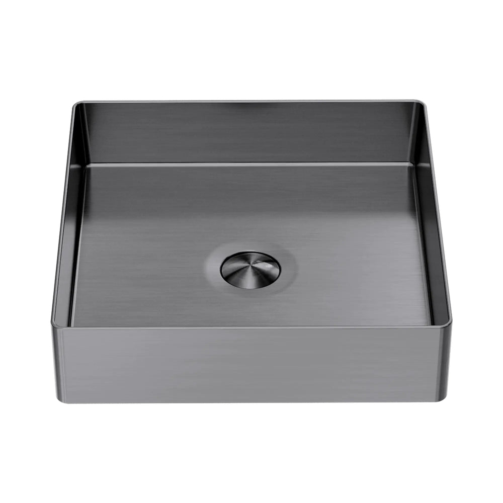 NERO OPAL SQUARE STAINLESS STEEL BASIN GRAPHITE 400MM
