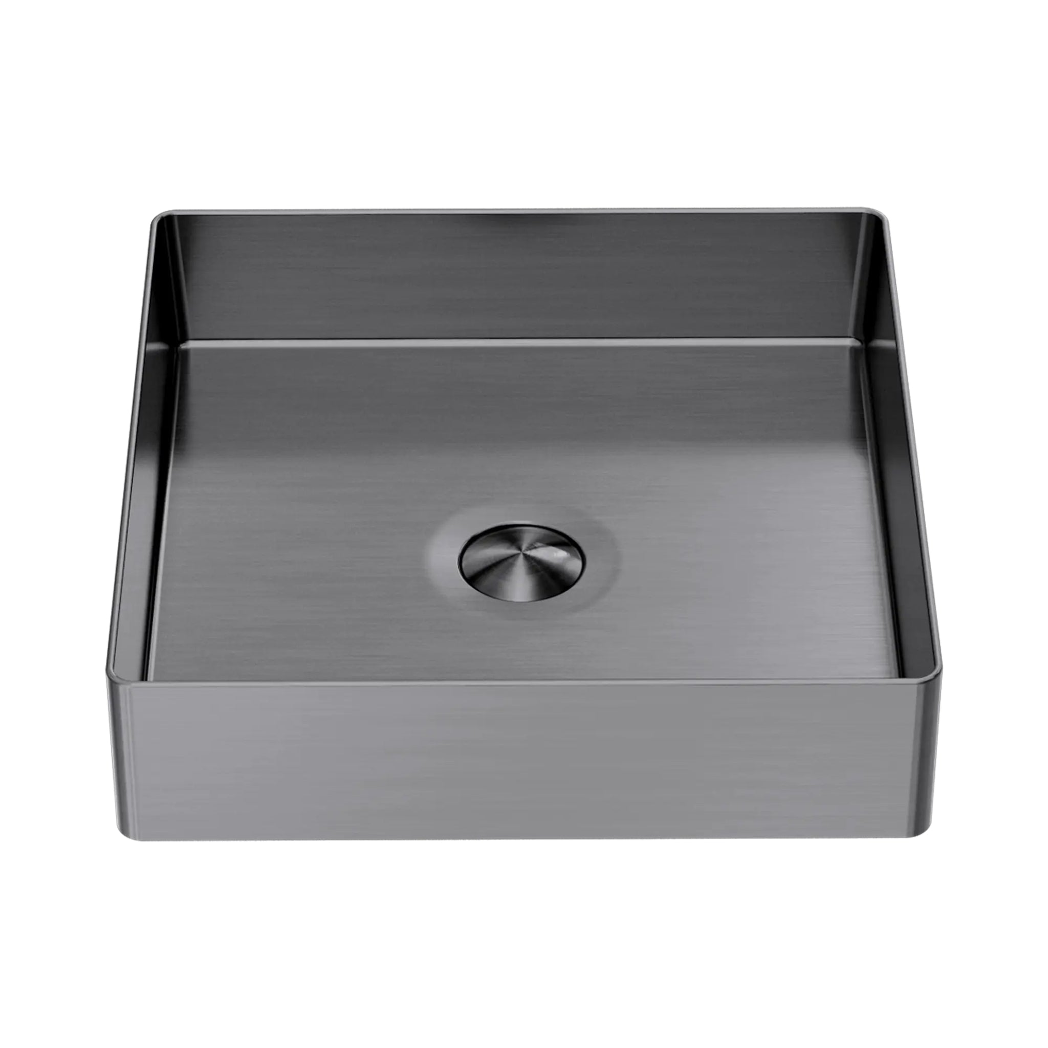 NERO OPAL SQUARE STAINLESS STEEL BASIN GRAPHITE 400MM