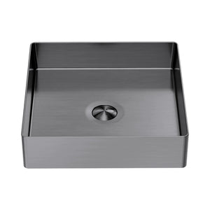 NERO OPAL SQUARE STAINLESS STEEL BASIN GRAPHITE 400MM