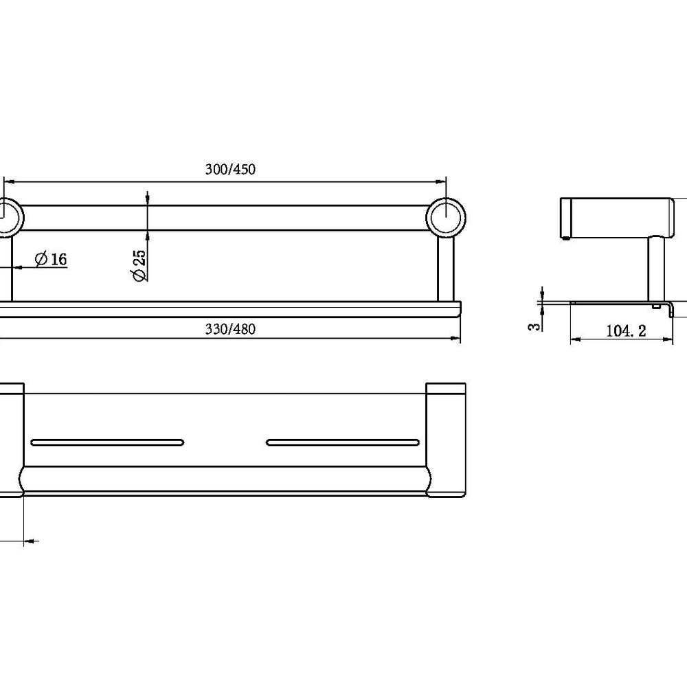 NERO MECCA CARE GRAB RAIL WITH SHELF BRUSHED BRONZE (AVAILABLE IN 300MM AND 450MM)