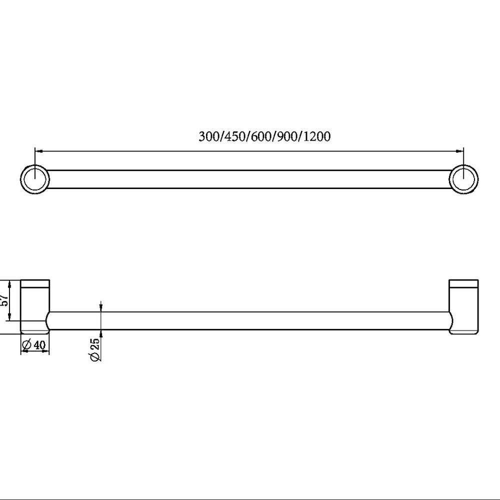 NERO MECCA CARE 25MM GRAB RAIL BRUSHED BRONZE (AVAILABLE IN 300MM, 450MM, 600MM, 900MM AND 1200MM)