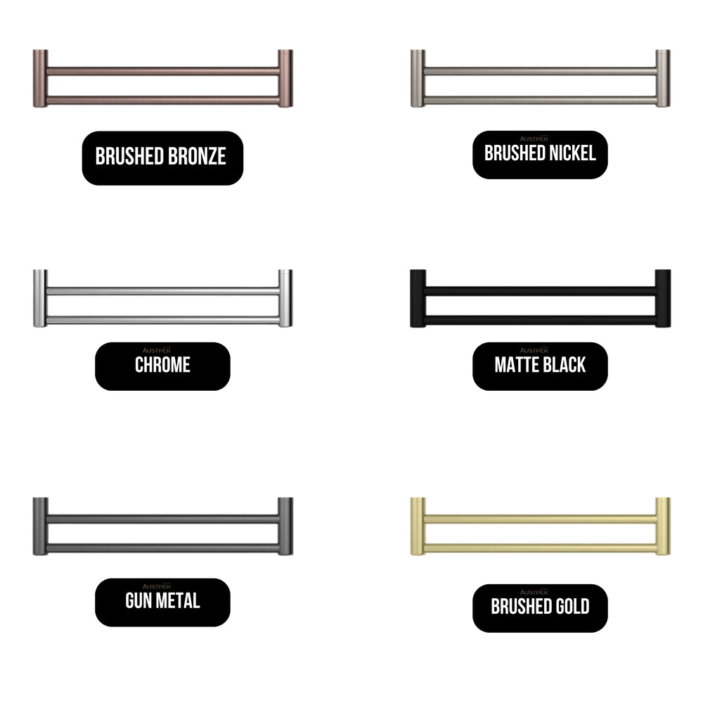 NERO MECCA CARE DOUBLE TOWEL GRAB RAIL GUN METAL (AVAILABLE IN 600MM AND 900MM)
